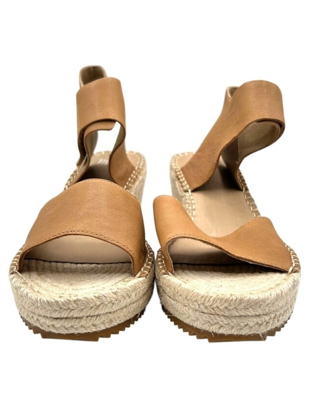Eileen Fisher Tan Leather Espadrille Wedge Sandals Ankle Strap Womens Size 11 - Picture 4 of 10